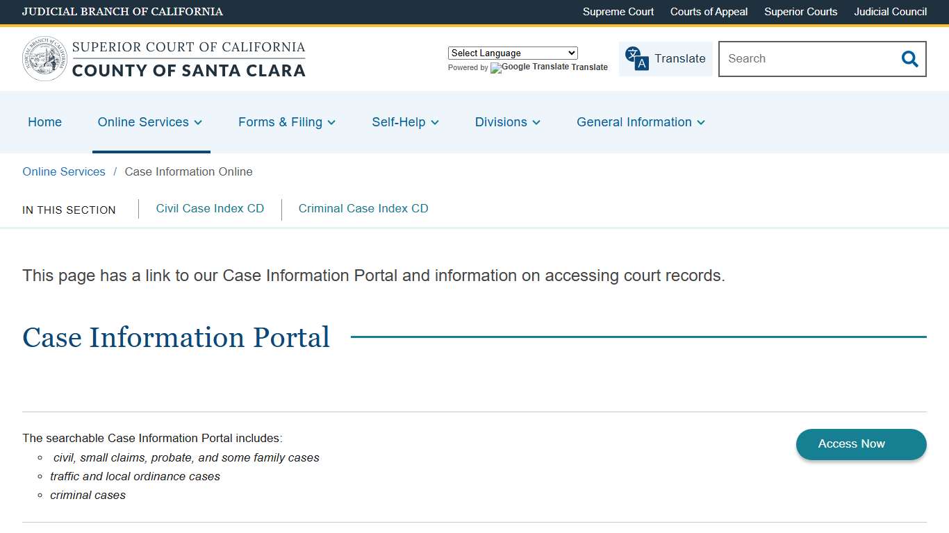 Case Information Online | Superior Court of California | County of Santa Clara